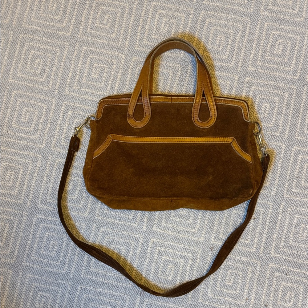 Cool vintage leather bag Brown Suede